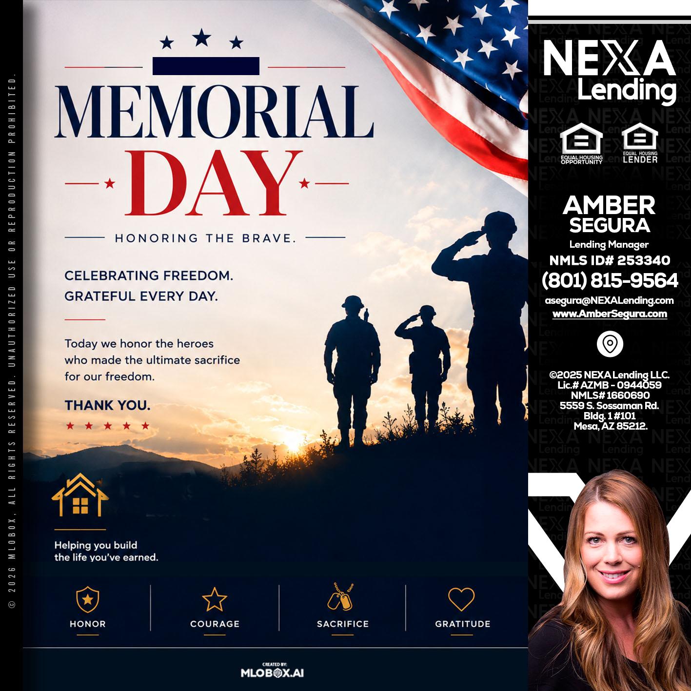 MEMORIAL DAY - Amber Segura -Lending Manager