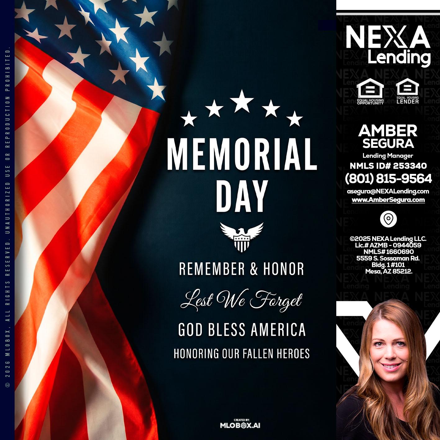 MEMORIAL DAY - Amber Segura -Lending Manager
