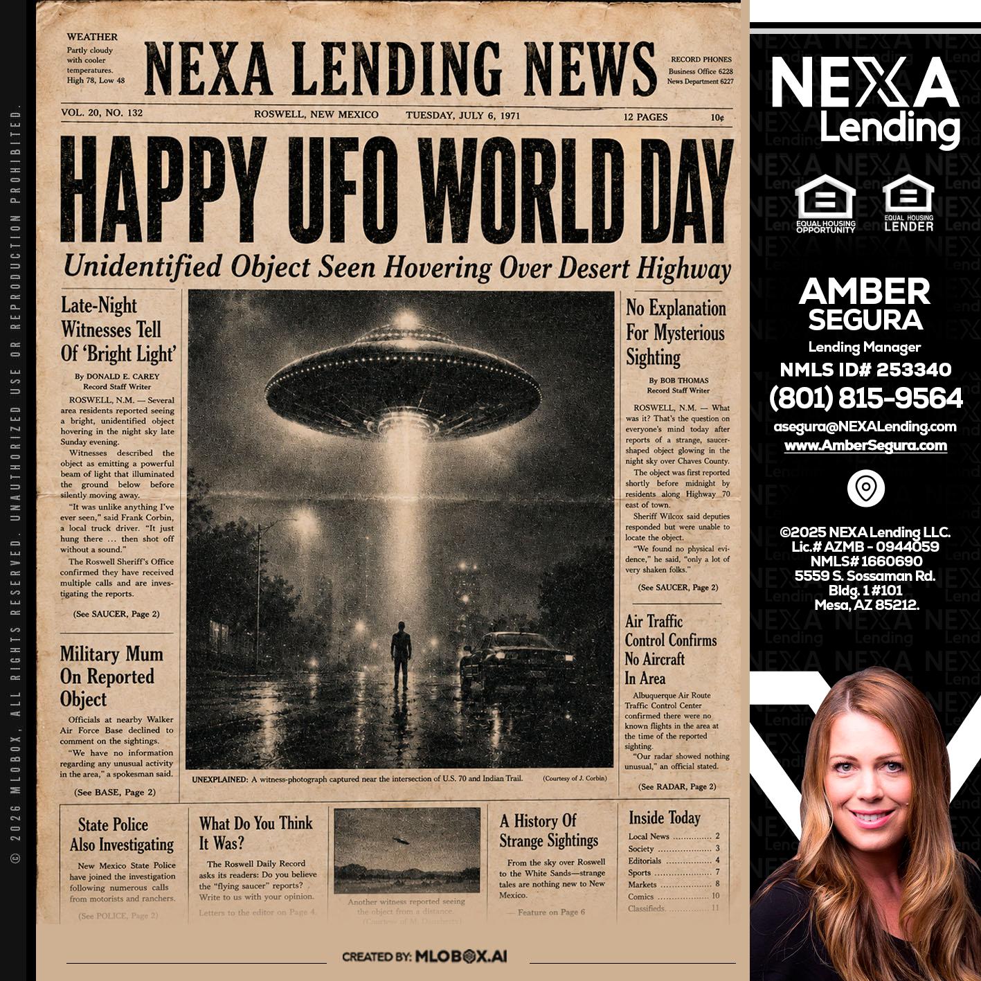 HAPPY UFO WORLD DAY - Amber Segura -Lending Manager