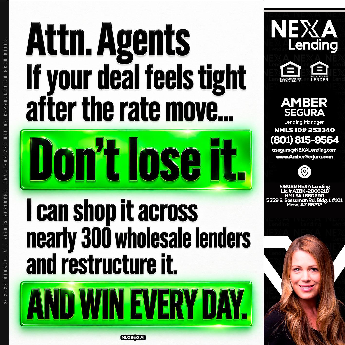 attention agents - Amber Segura -Lending Manager
