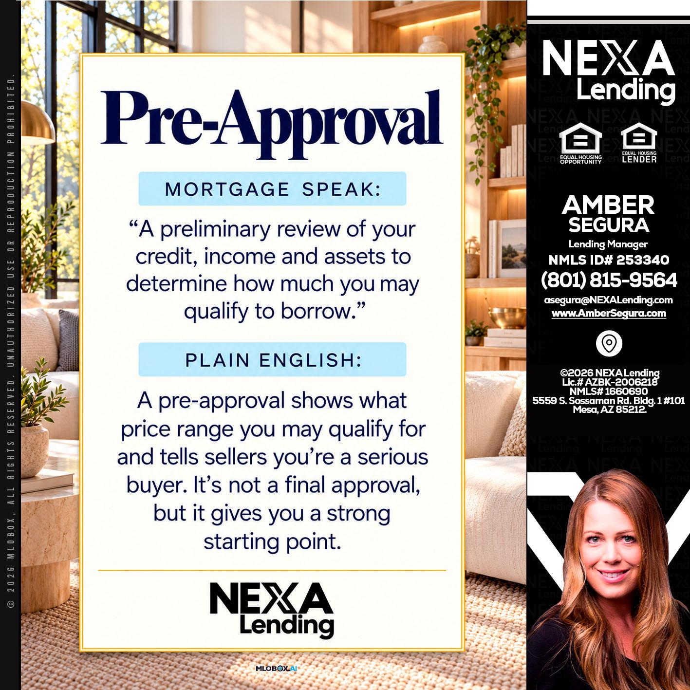 PREAPROVAL - Amber Segura -Lending Manager