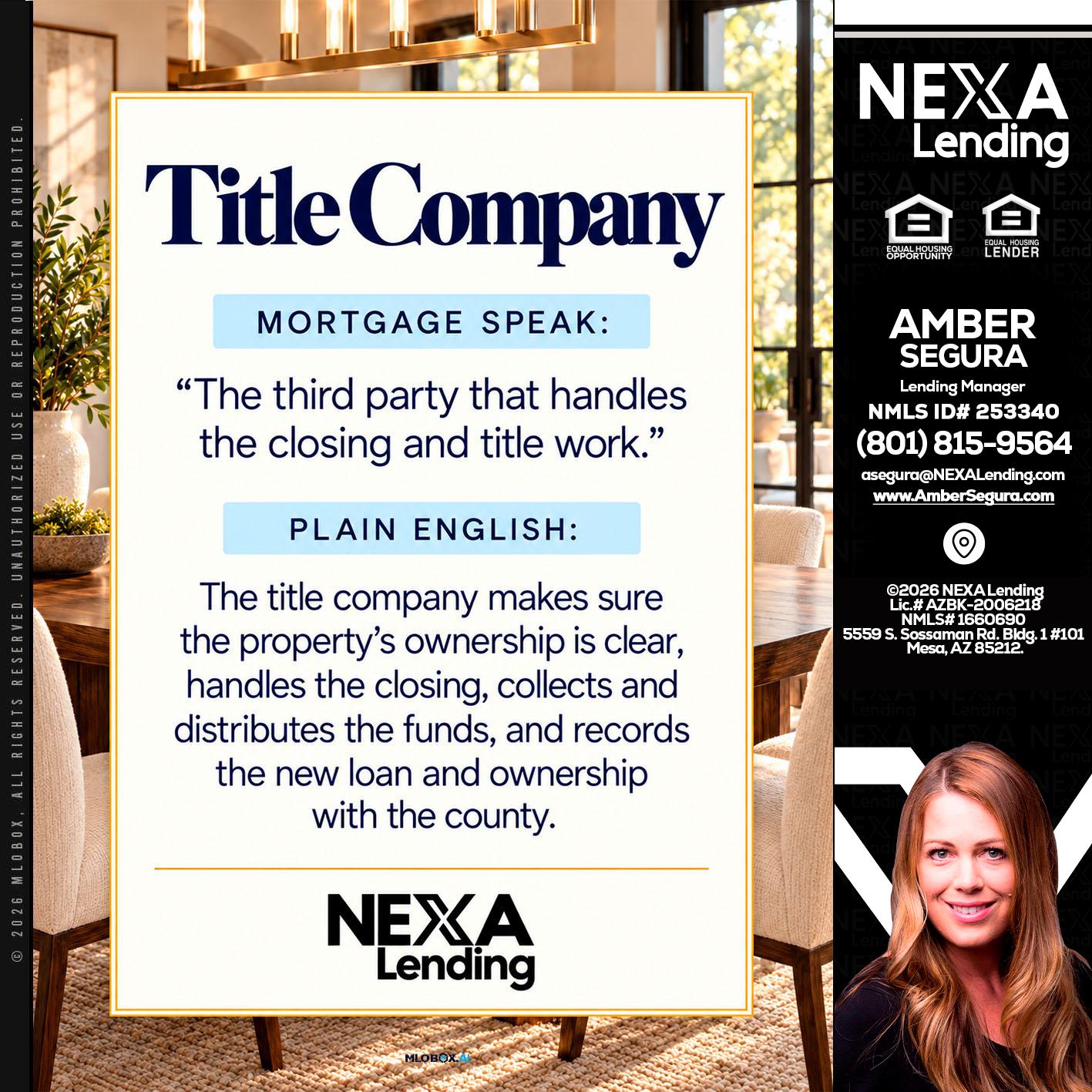 TITLE COMPANY - Amber Segura -Lending Manager