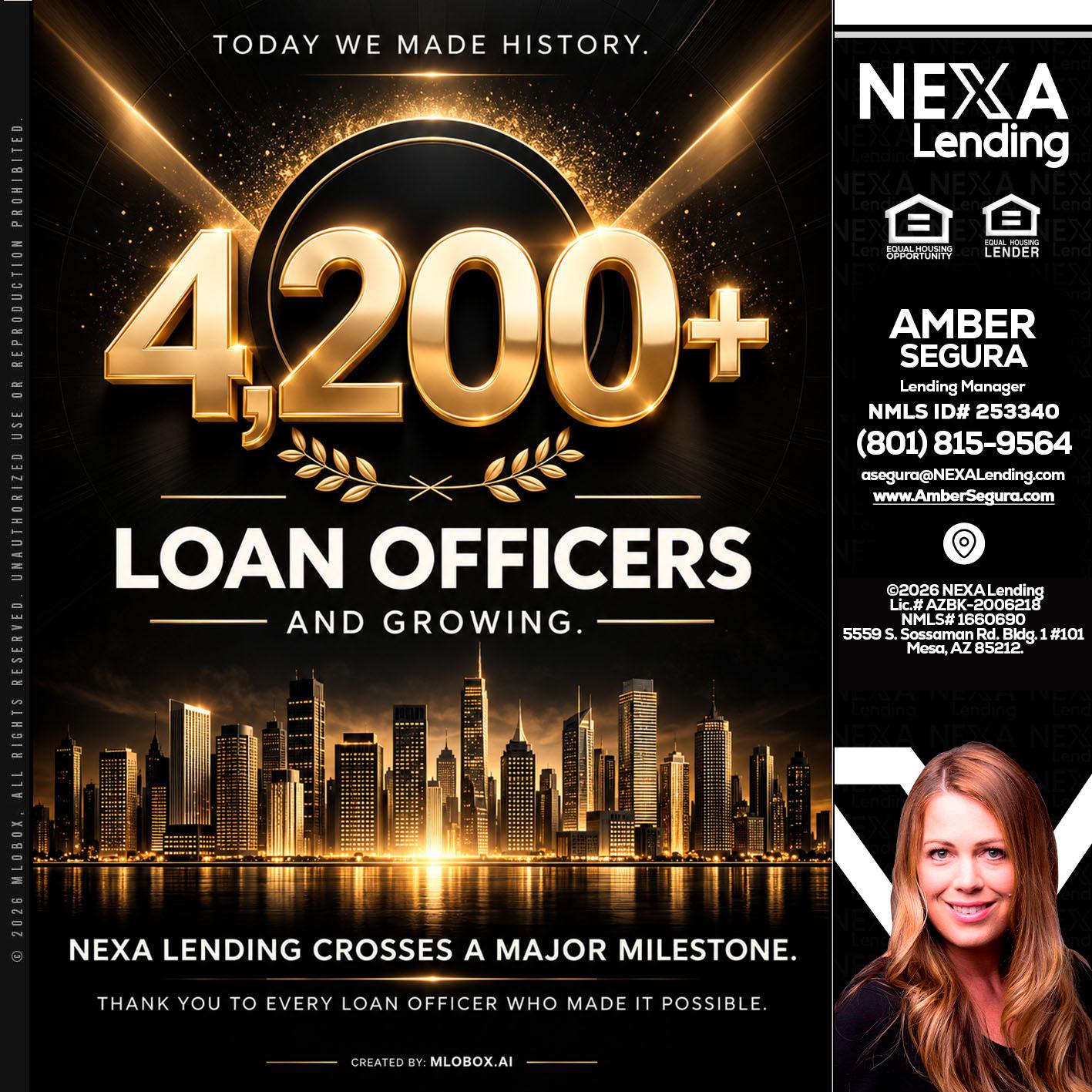4200+. MLOs - Amber Segura -Lending Manager